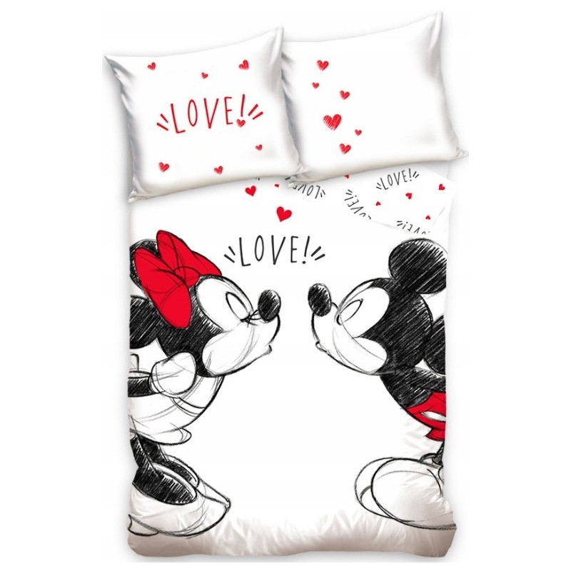 POŚCIEL 140x200 MYSZKA MINNIE MOUSE MICKEY 100% BAWEŁNA SERDUSZKA MYSZKI