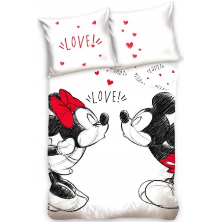 POŚCIEL 140x200 MYSZKA MINNIE MOUSE MICKEY 100% BAWEŁNA SERDUSZKA MYSZKI