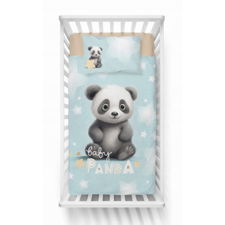 KOMPLET POŚCIELI DO ŁÓŻECZKA 90x120 DLA DZIECKA MAYA MOO PANDA