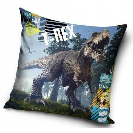 POSZEWKA 40x40 WELWET T-REX DINOZAUR DLA DZIECI NA PODUSZKĘ VELVET