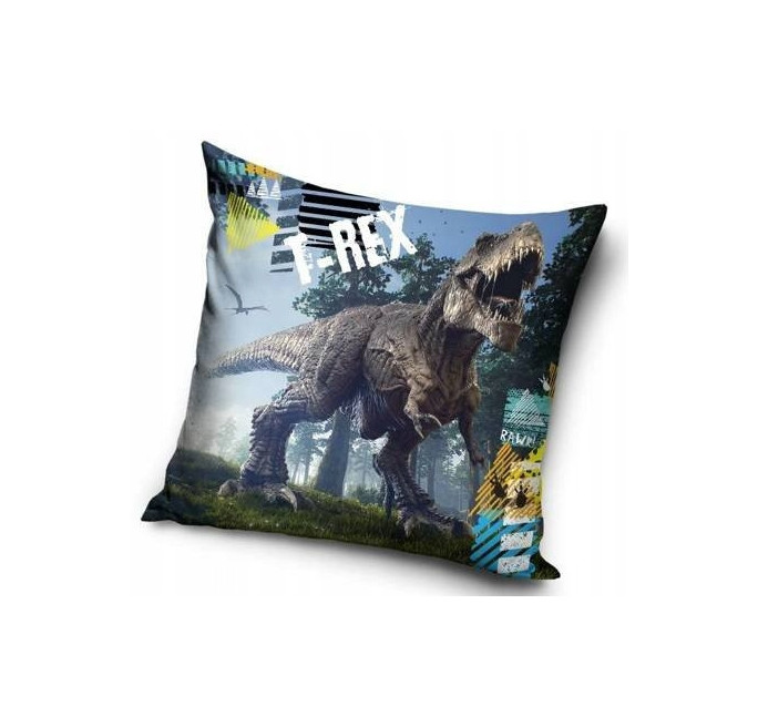 POSZEWKA 40x40 WELWET T-REX DINOZAUR DLA DZIECI NA PODUSZKĘ VELVET