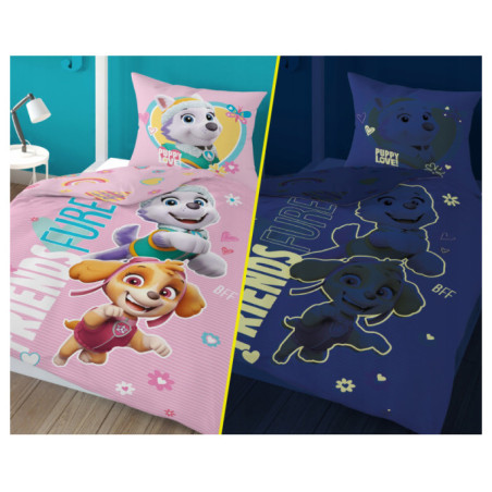 KOMPLET POŚCIELI PSI PATROL 160x200 ŚWIECI W CIEMNOŚCI CHASE PAW PATROL SKY