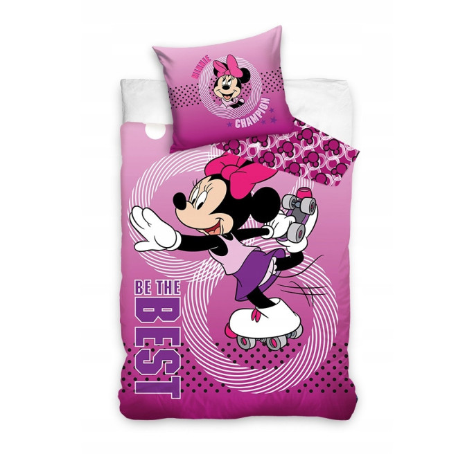 POŚCIEL 140x200 MYSZKA MINNIE MOUSE 100% BAWEŁNA FIOLETOWA RÓŻOWA