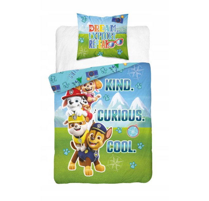 KOMPLET POŚCIELI PSI PATROL 160x200 ŚWIECI W CIEMNOŚCI CHASE PAW PATROL SKY