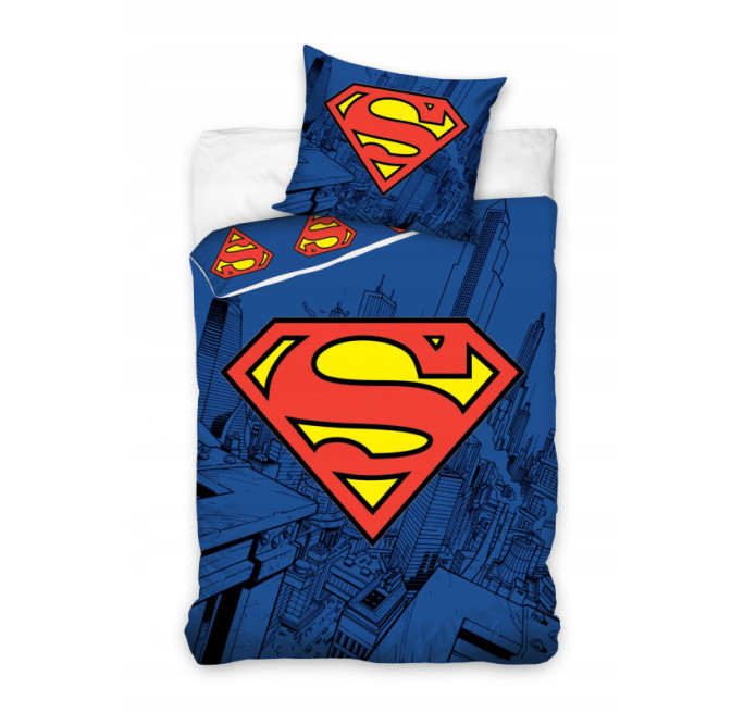 KOMPLET POŚCIELI SUPERMAN 160x200 + 70x80 100% BAWEŁNA