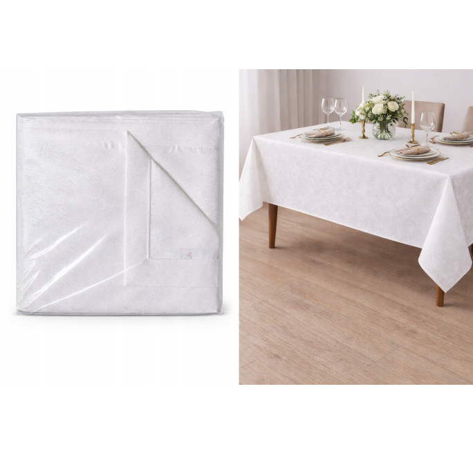 OBRUS 140x300 BIAŁY PLAMOODPORNY