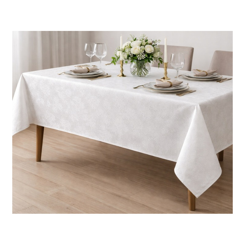 OBRUS 140x300 BIAŁY PLAMOODPORNY