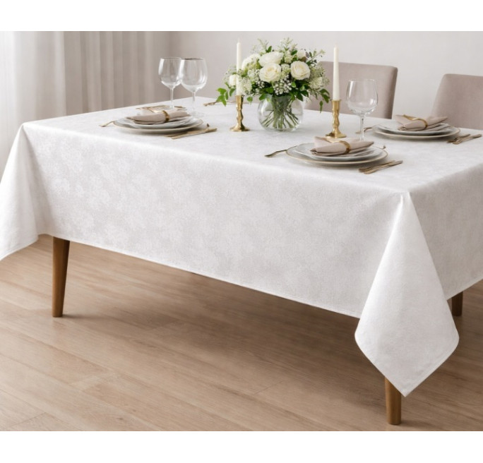 OBRUS 140x300 BIAŁY PLAMOODPORNY