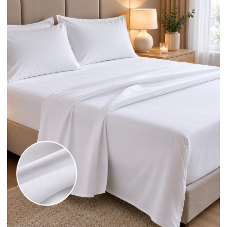 Prześcieradło Hotelowe Białe 200x220cm Bawełna 100%