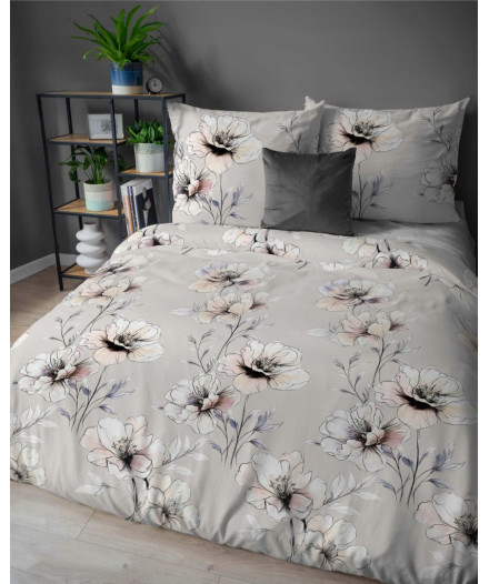 Pościel bawełniana flanelowa 220x200 w kwiaty flanela