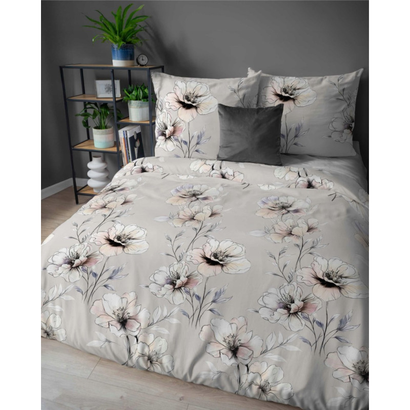 Pościel bawełniana flanelowa 220x200 w kwiaty flanela