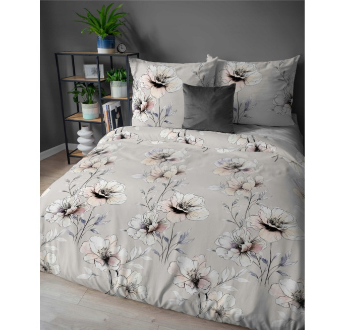 Pościel bawełniana flanelowa 220x200 w kwiaty flanela