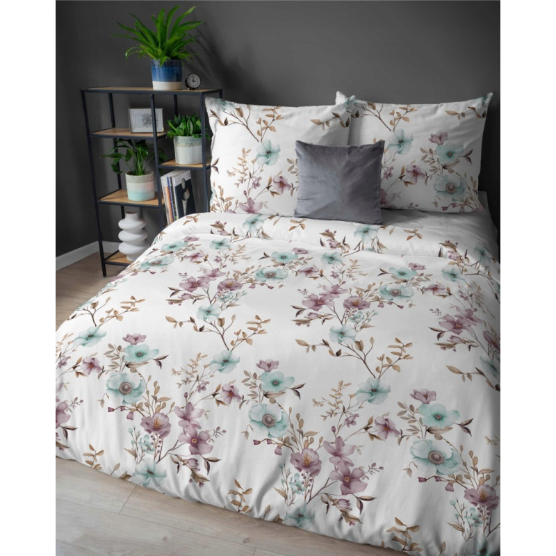 Pościel bawełniana flanelowa 220x200 w kwiaty flanela