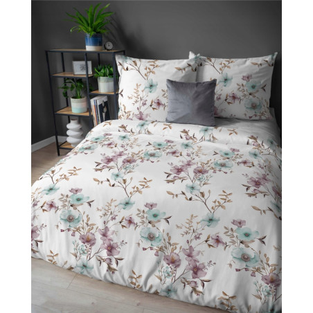Pościel bawełniana flanelowa 220x200 w kwiaty flanela