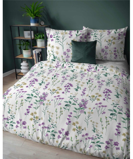 Pościel bawełniana flanelowa 220x200 w kwiaty flanela