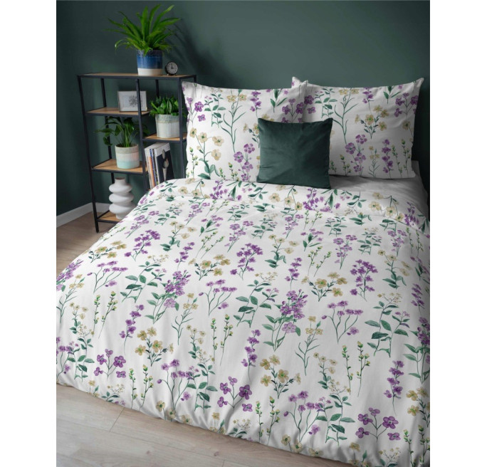 Pościel bawełniana flanelowa 220x200 w kwiaty flanela