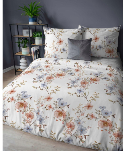 Pościel bawełniana flanelowa 220x200 w kwiaty flanela