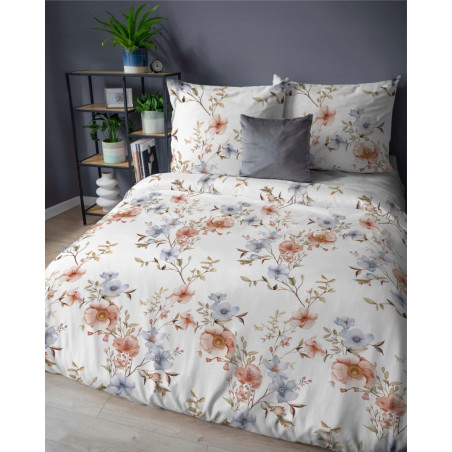 Pościel bawełniana flanelowa 220x200 w kwiaty flanela