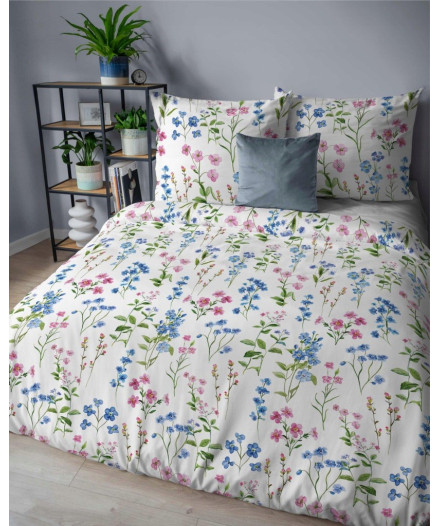 Pościel bawełniana flanelowa 220x200 w kwiaty flanela