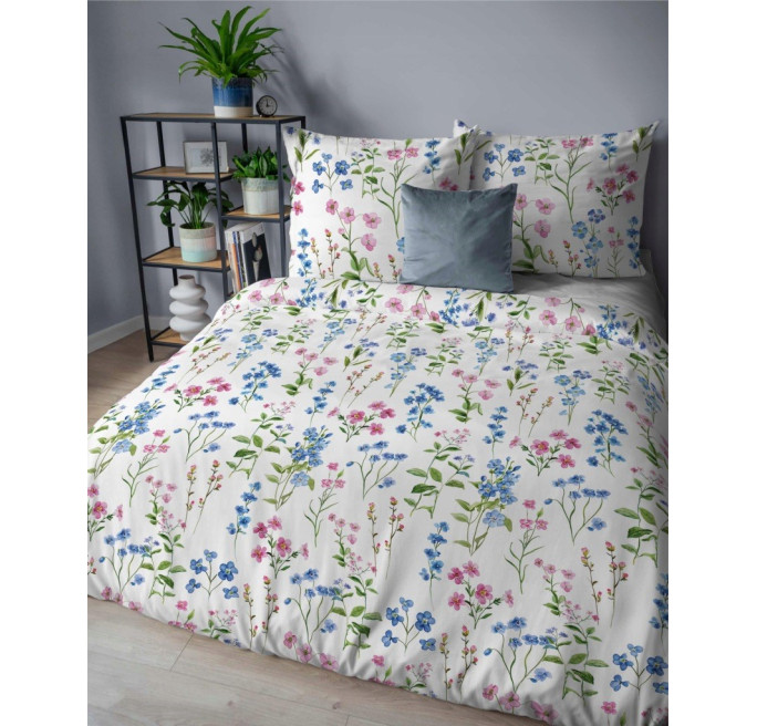 Pościel bawełniana flanelowa 220x200 w kwiaty flanela