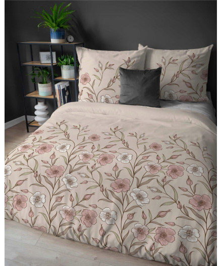 Pościel bawełniana flanelowa 220x200 w kwiaty flanela
