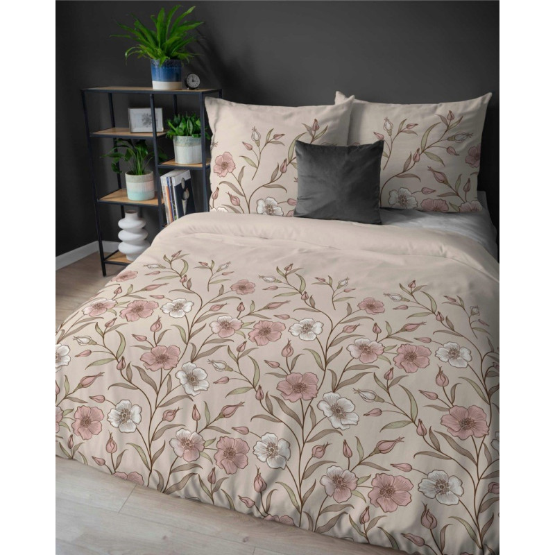 Pościel bawełniana flanelowa 220x200 w kwiaty flanela