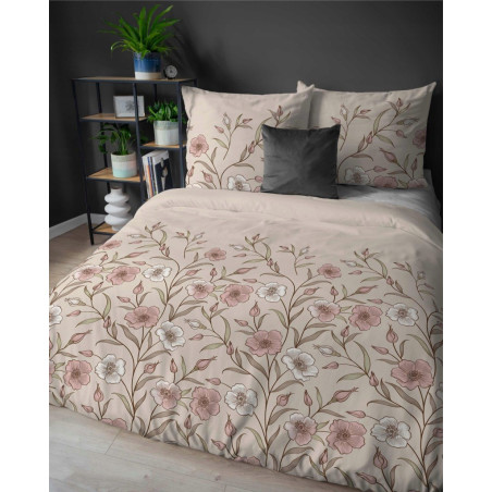 Pościel bawełniana flanelowa 220x200 w kwiaty flanela