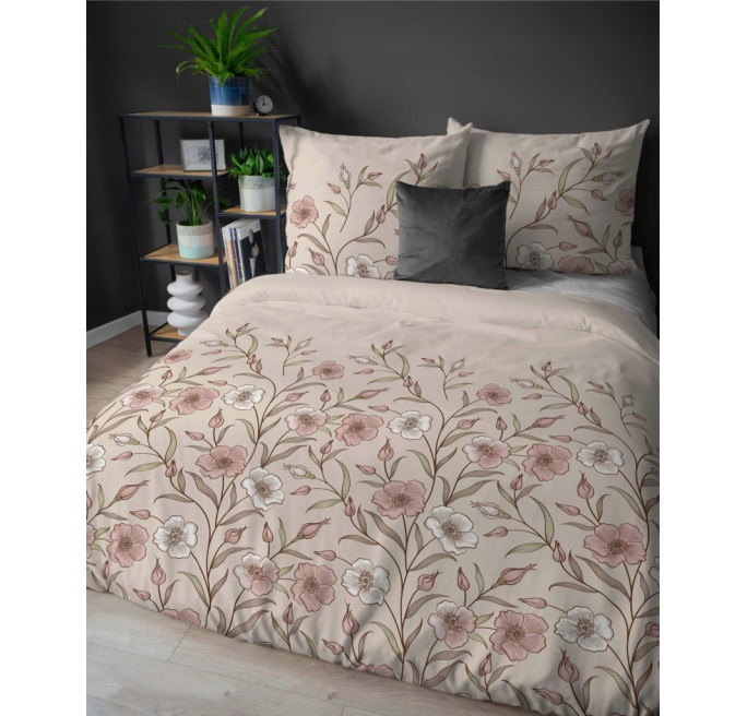 Pościel bawełniana flanelowa 220x200 w kwiaty flanela