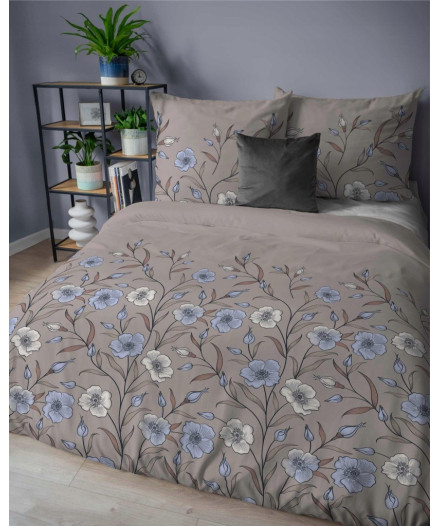 Pościel bawełniana flanelowa 220x200 w kwiaty flanela