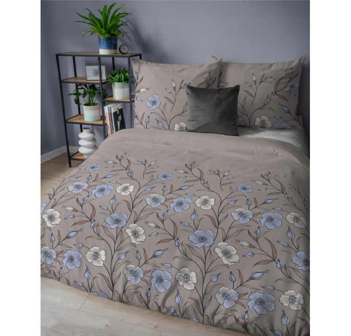 Pościel bawełniana flanelowa 220x200 w kwiaty flanela