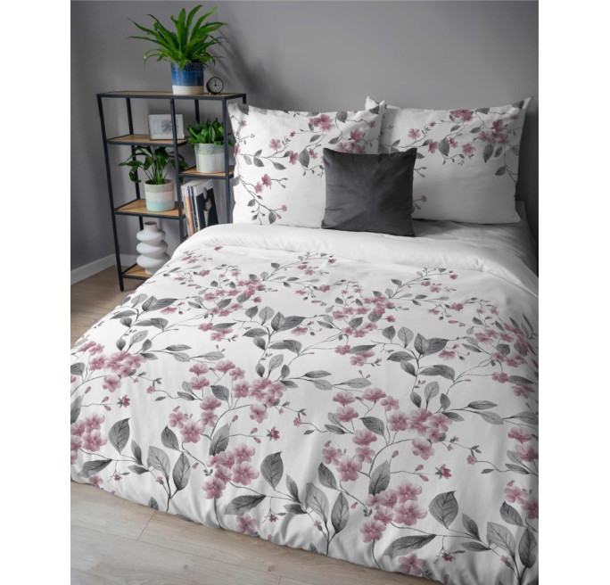 Pościel bawełniana flanelowa 220x200 w kwiaty flanela