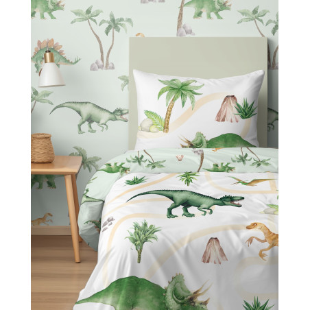 Pościel bawełniana w dinozaury dino 140 x 200 cm