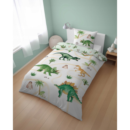 Pościel bawełniana w dinozaury dino 140 x 200 cm