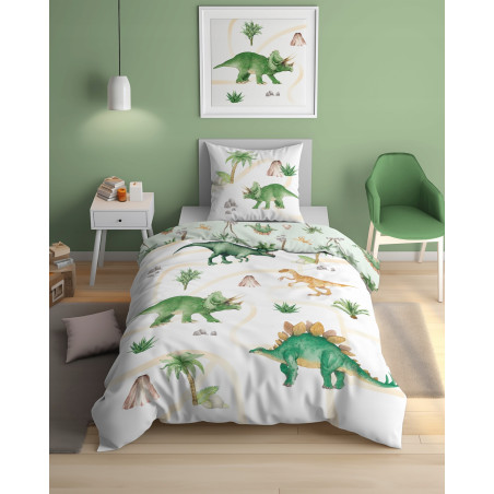 Pościel bawełniana w dinozaury dino 140 x 200 cm