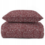 Elegancka pościel z perkalu z lamówką 160x200 PERKAL bordo w listki 5588B