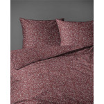 Elegancka pościel z perkalu z lamówką 160x200 PERKAL bordo w listki 5588B
