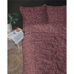 Elegancka pościel z perkalu z lamówką 160x200 PERKAL bordo w listki 5588B