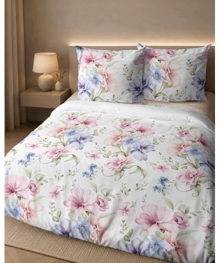 Pościel bawełniana flanelowa 160x200 w kwiaty flanela