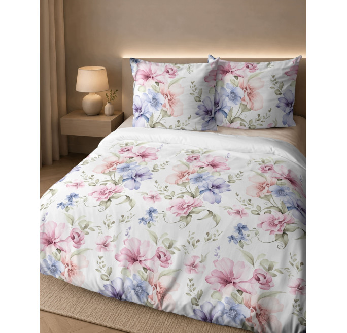 Pościel bawełniana flanelowa 160x200 w kwiaty flanela
