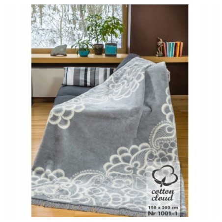 KOC BAWEŁNIANY COTTON CLOUD 150x200 SZARY 60% BAWEŁNA 35% AKRYL 5% POLI